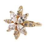 Flower Point Crystal Cubic Zirconia 18k Ring
